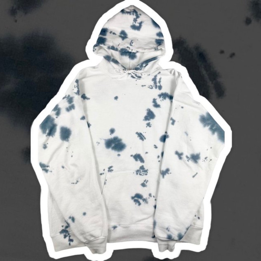 Custom Grey & White Tie Dye Hoodie NEW
